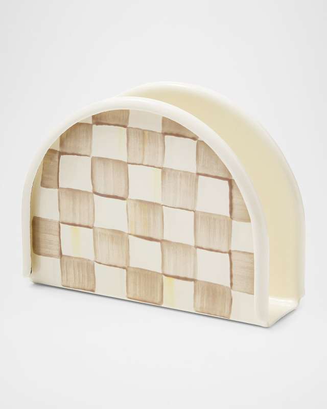Mocha Check Napkin Holder